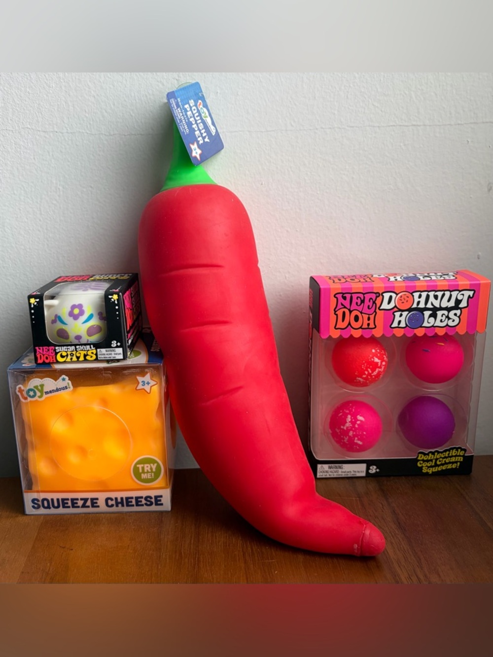 Needoh & Squeezy Bundle- Sugar Skull Cat, Dohnut Holes, Squeeze Cheese, Pepper